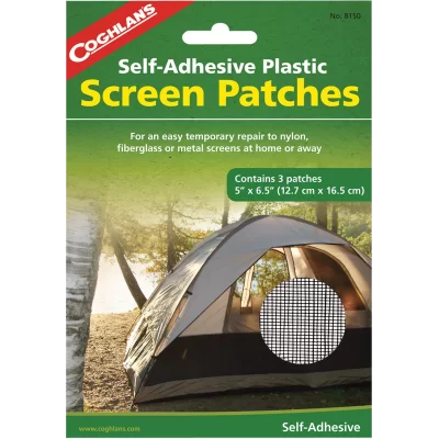 Self-adhesive plastic screen patches