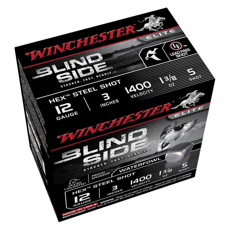 Winchester blind side hex steel shot 12ga 3" 1400fps 1 3/8 oz 5 shot