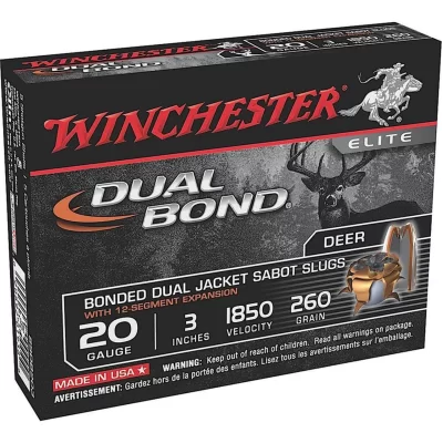 Winchester elite dual bond sabot slug 20ga 2 3/4 1800fps 260 grain