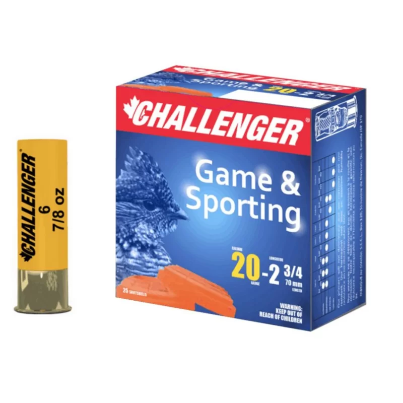 Challenger Game & Sporting, 20ga, Shot size 6, 7/8 oz, Bullet lenght 2 3/4, 1330fps