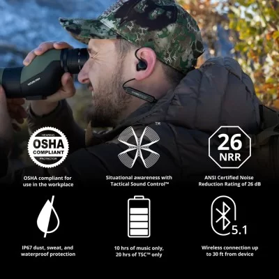 ISOtunes Sport ADVANCE BT (Black) Tactical Earbuds with Bluetooth, 26 NRR