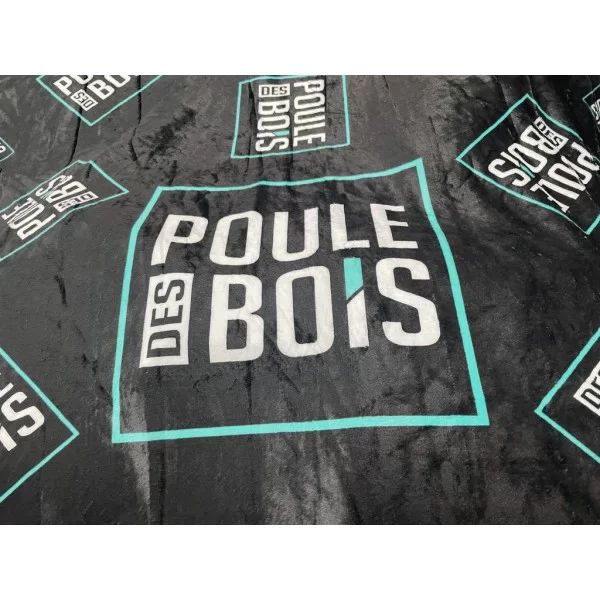 Poule des bois Confort blanket turquoise or pink logo