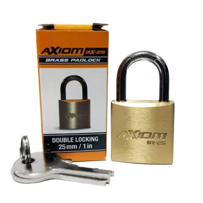 Axiom brass padlock double locking 25mm / 1 in