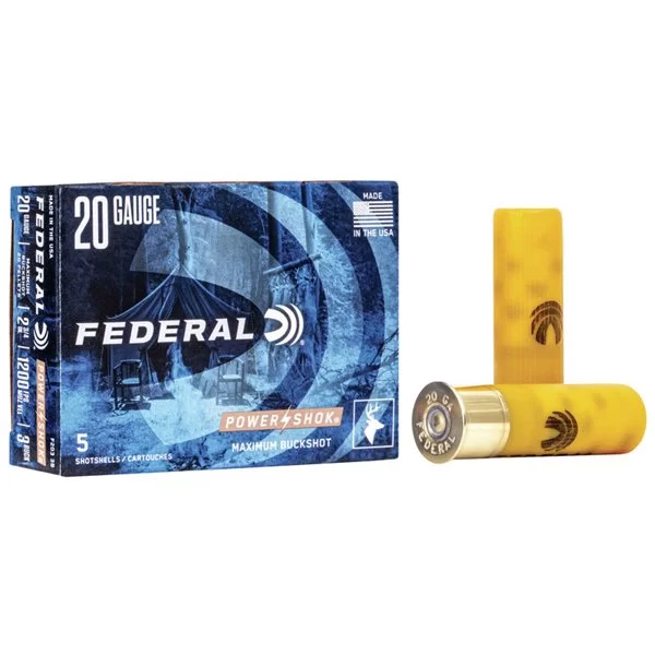 Federal Power shok 20ga buckshot 2 3/4 000buck 1200fps