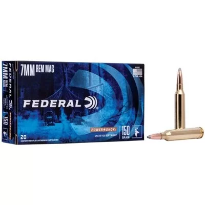 Federal power shok 7mm rem mag 150gr jacketed soft point 