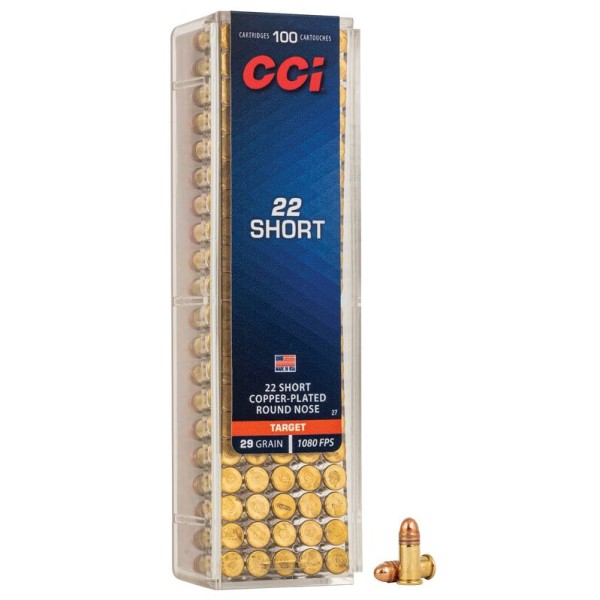 CCi 22LR Short hp Copper Plated Round Nose - Target - 29gr, 1080fps