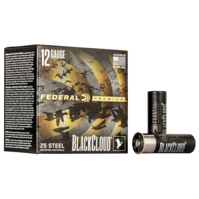 Federal premium 25 steel waterfowl shotshells blackcloud 12 gauge 3" 1450fps 1 1/4 oz bb shot steel