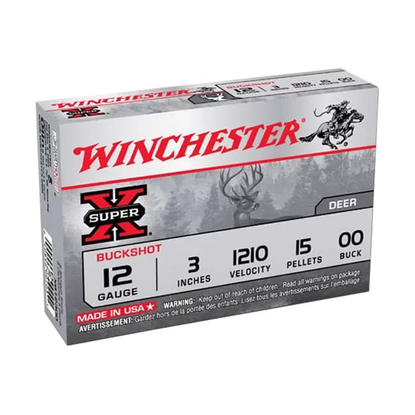 Winchester Super X Buckshot 12ga 3in 1210 Fps 00 Buck 15 Pellets