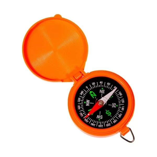 Allen Company Pocket Compass with Lid, Luminous Dial, Orange