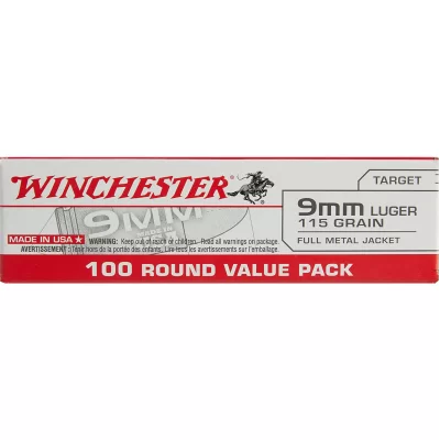Winchester 100 round value pack 9mm luger 115gr full metal jacket