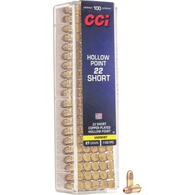 CCi 22LR Short HP Copper Plated Hollow Point - Varmint - 27gr, 1105fps