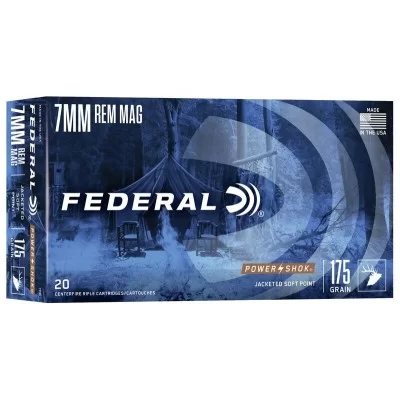 Federal power shok 7mm rem mag jacketed soft point 175gr