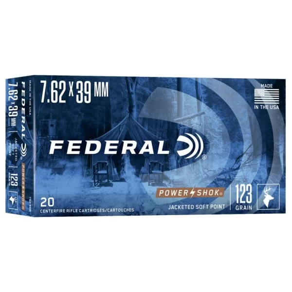 Federal power shok jacketed soft point 123gr 7.62 x 39mm