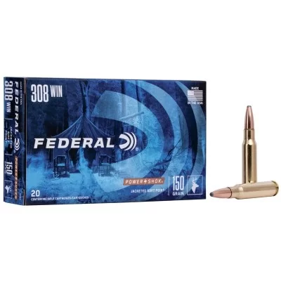 Federal power shok 308 win jacketed soft point 150gr