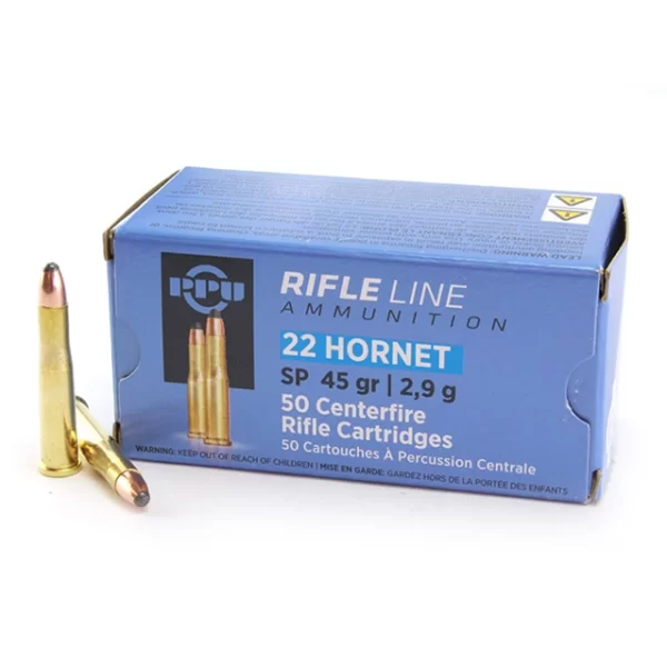Rifle Line Ammunition  22 Hornet SP 45gr 2,9g 50 Centerfire Rifle Cartridges