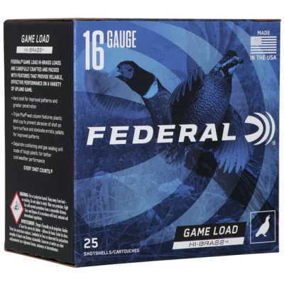 Federal game load heavy field 12 gauge 2 3/4 1220fps muz vel 3 1/4 dram eq. 1 1/4 Oz 6 shot