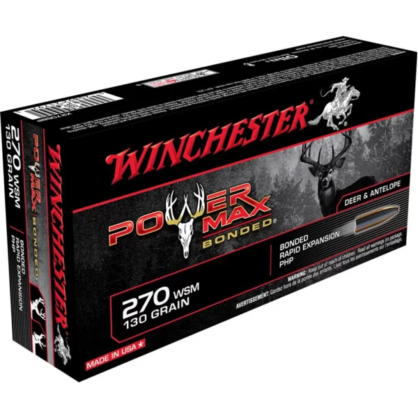 Winchester Power Max Bonded 270 WSM 130gr Bonded Rapid Expansion PHP