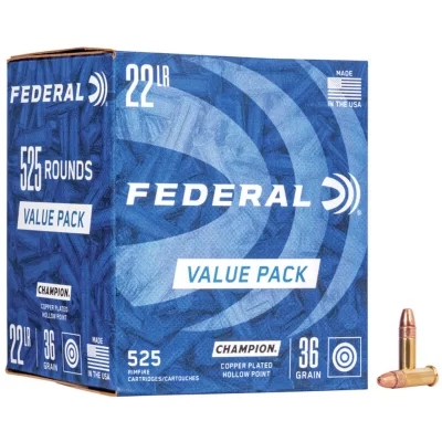 Federal 22lr Champion Copper Plated Hollow Point 36gr 525 Rounds