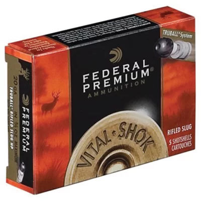 Federal premium ammunition 20ga 3" 3/4 oz maximum truball rifled slug hp 1700fps muz vel