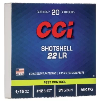 CCI Shotshell 22lr pest control 31gr 1/15oz shot 12 1000fps