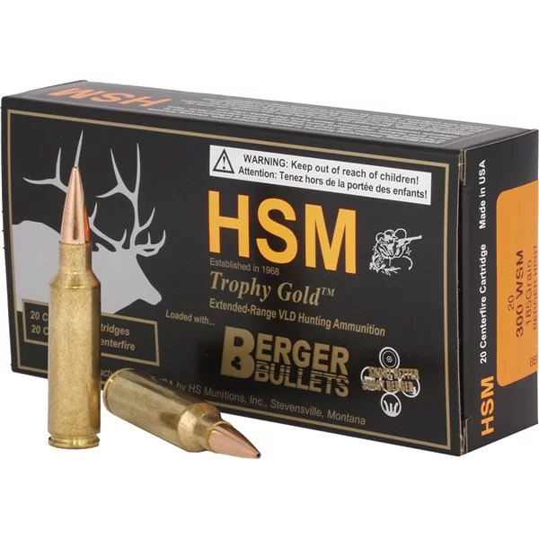 HSM trophy gold 300 wsm 185gr berger bullets HPBT 2991 fps