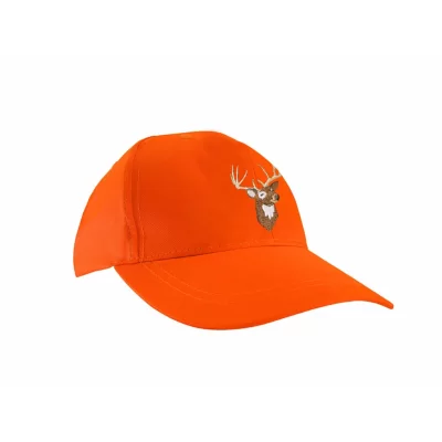 Fluorescent orange cap with deer embroidery