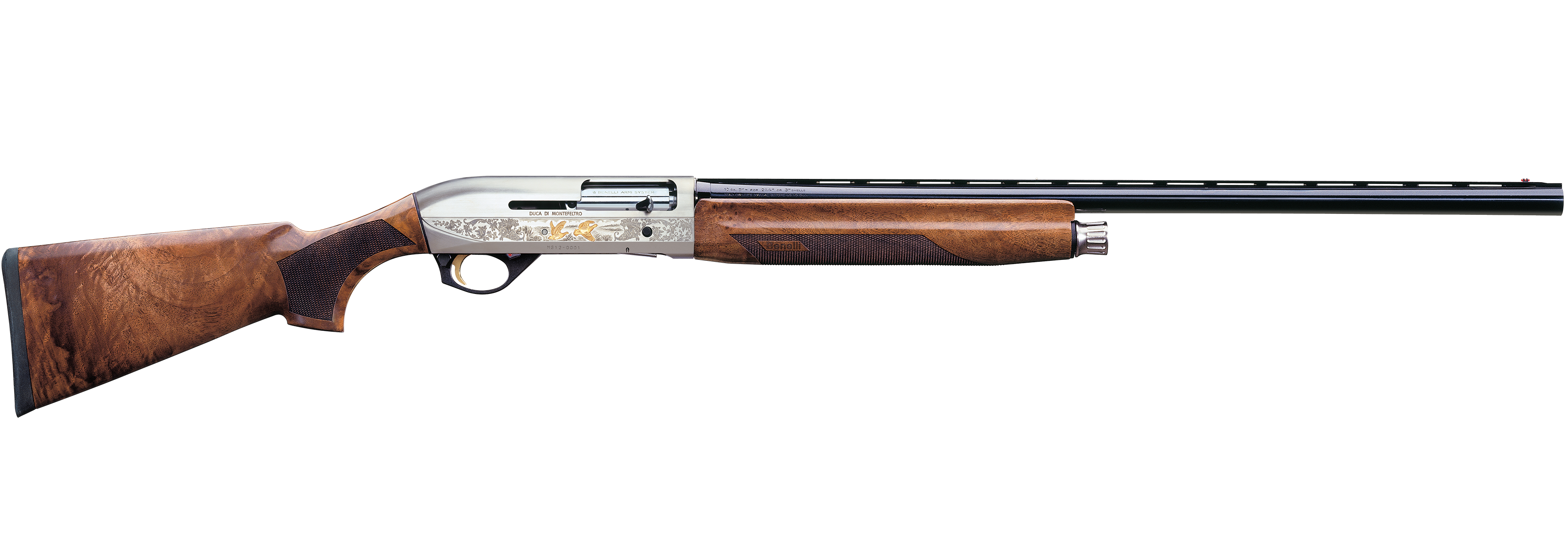 Benelli MONTEFELTRO SILVER 1228 AA-SATIN WALNUT W GOLD BIRD