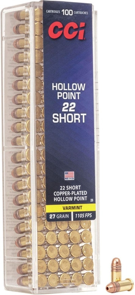 Cci 22lr Short Hp Copper Plated Hollow Point – Varmint – 27gr, 1105fps