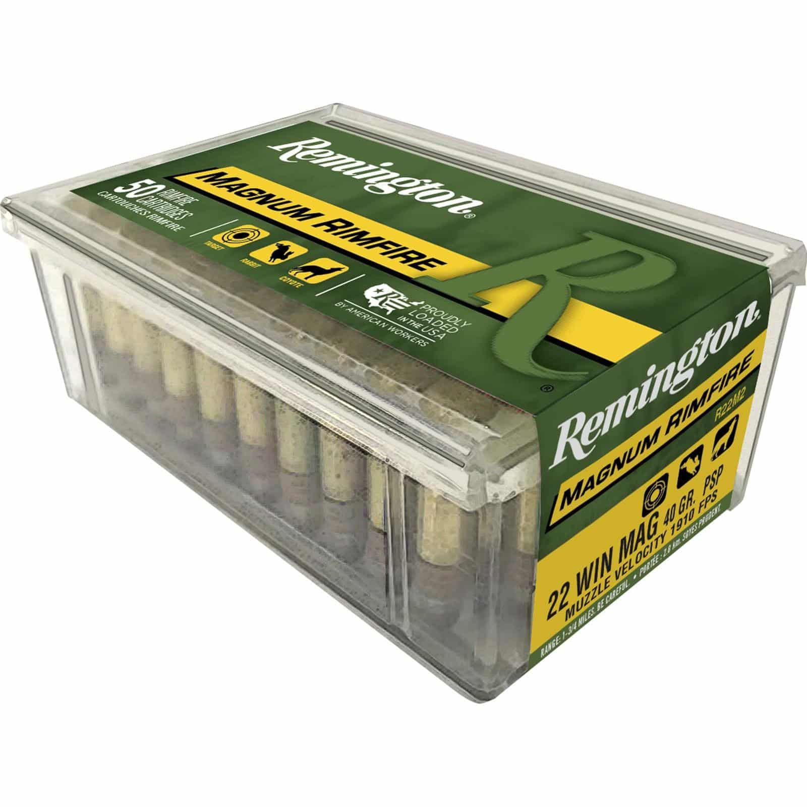Remington 22 win mag 40gr pointed soft point - 50 magnum rimfire cartidges